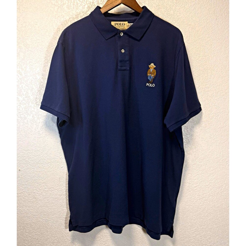 Polo Ralph Lauren Denim & Supply Men's XXL Navy Polo Bear Embroidered Polo Shirt